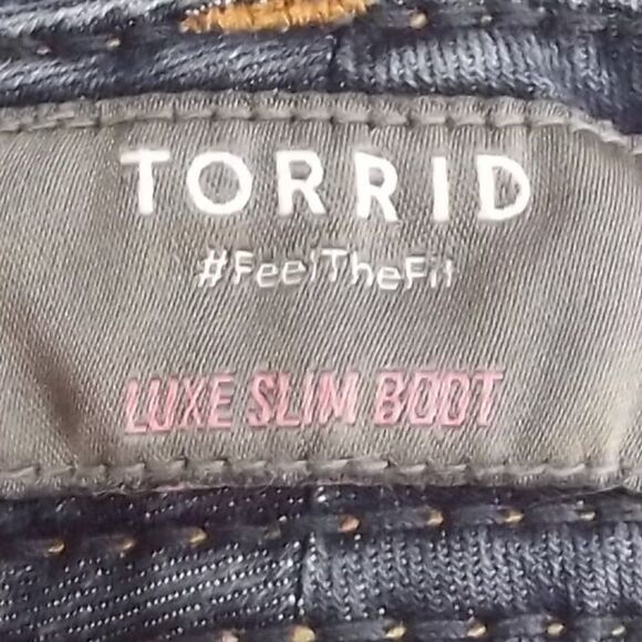 TORRID Jeans, 14S, Lux Slim Boot, Super Stretch, Blue, Zipper fly, 5 pockets - Picture 10 of 15